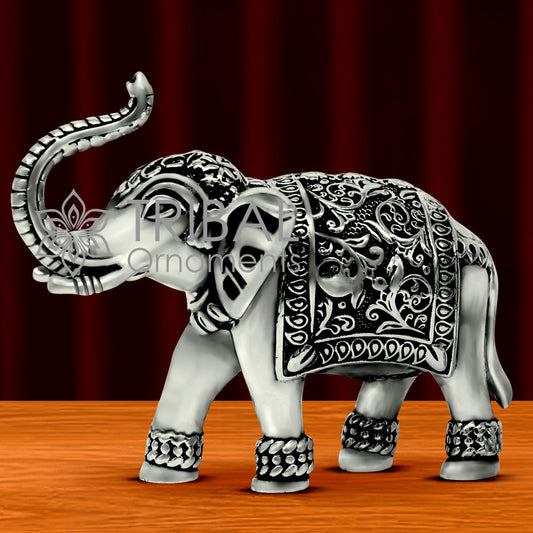 Pure 925 Sterling silver Kandrai work Nakshi design customized Elephant statue, puja article figurine, home décor puja articles art122 - TRIBAL ORNAMENTS