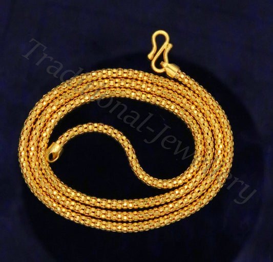 22karat yellow gold handmade unique design chain 20 inches unisex chain necklace from Rajasthan India indian gold jewelry - TRIBAL ORNAMENTS