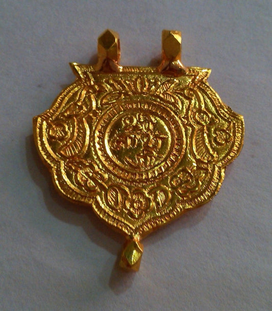 22kt yellow gold handmade fabulous tribal pendant shree nathji print pendant antique ethnic tribal jewelry from rajasthan india - TRIBAL ORNAMENTS