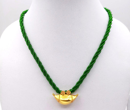 Vintage antique handmade 20k gold amulet pendant from rajasthan india fabulous pendant tribal jewelry with green color stone necklace - TRIBAL ORNAMENTS