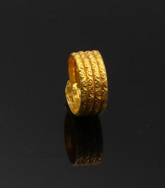 Certified solid 22kt carat yellow gold handmade unique traditional antique design ring band indian tribal jewelry unisex gifting item - TRIBAL ORNAMENTS