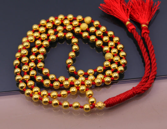 20 karat yellow gold handmade fabulous 108 beads japp mala with guru and market beads japp mala,excellent japping mantra meditation necklace - TRIBAL ORNAMENTS