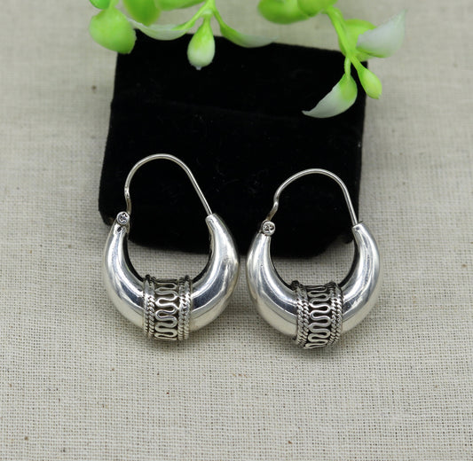 925 sterling silver handmade hoops stud earring bali, excellent customized stylish belly dance personalized gift tribal ethnic jewelry ske10 - TRIBAL ORNAMENTS