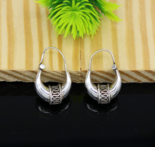 925 sterling silver handmade vintage antique design amazing design hoops earring bali, customized earring gift tribal ethnic jewelry ske2 - TRIBAL ORNAMENTS