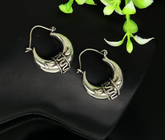 925 sterling silver handmade vintage antique design hoops earring bali, elegant customized earring gift tribal ethnic jewelry ske9 - TRIBAL ORNAMENTS