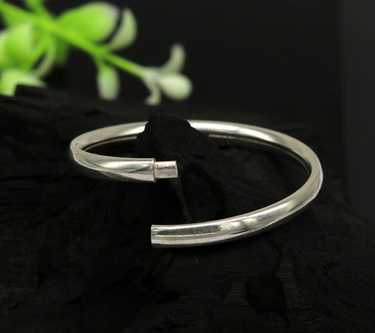 4mm Sterling silver handmade solid kada new born baby bracelet bangle, amazing sikha, punjabi kada, solid silver kids jewelry nbbk125 - TRIBAL ORNAMENTS