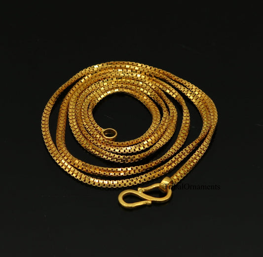 22kt yellow gold handmade Double box chain chain, amazing customized chain best gifting personalized unisex jewelry from india - TRIBAL ORNAMENTS