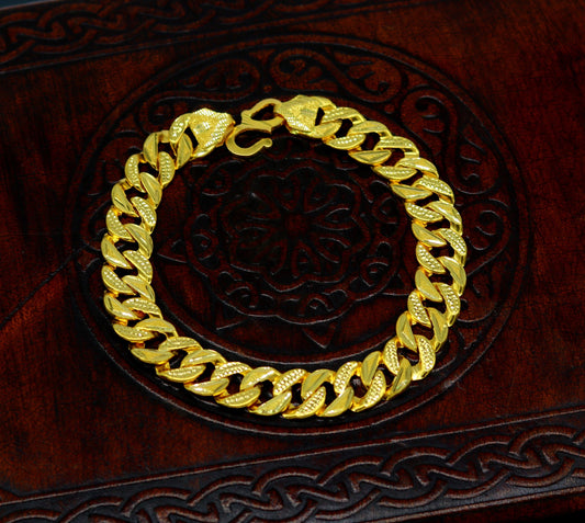 8"/8.5"/9" 22kt yellow gold custom stylish design fabulous flexible link bracelet, best gift unisex personalized gold fancy jewelry br44 - TRIBAL ORNAMENTS