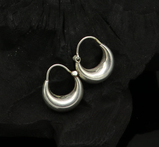 925 sterling silver handmade hoops kundal earring, excellent designer fancy daily use hook earring ear wire tribal vintage jewelry s891 - TRIBAL ORNAMENTS