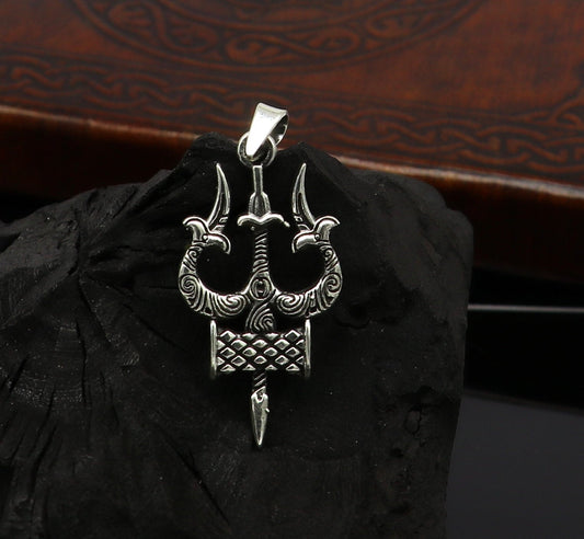 925 pure silver handmade idol shiva trident trishul shape designer stylish amazing gifting daily use jewelry ssp335 - TRIBAL ORNAMENTS