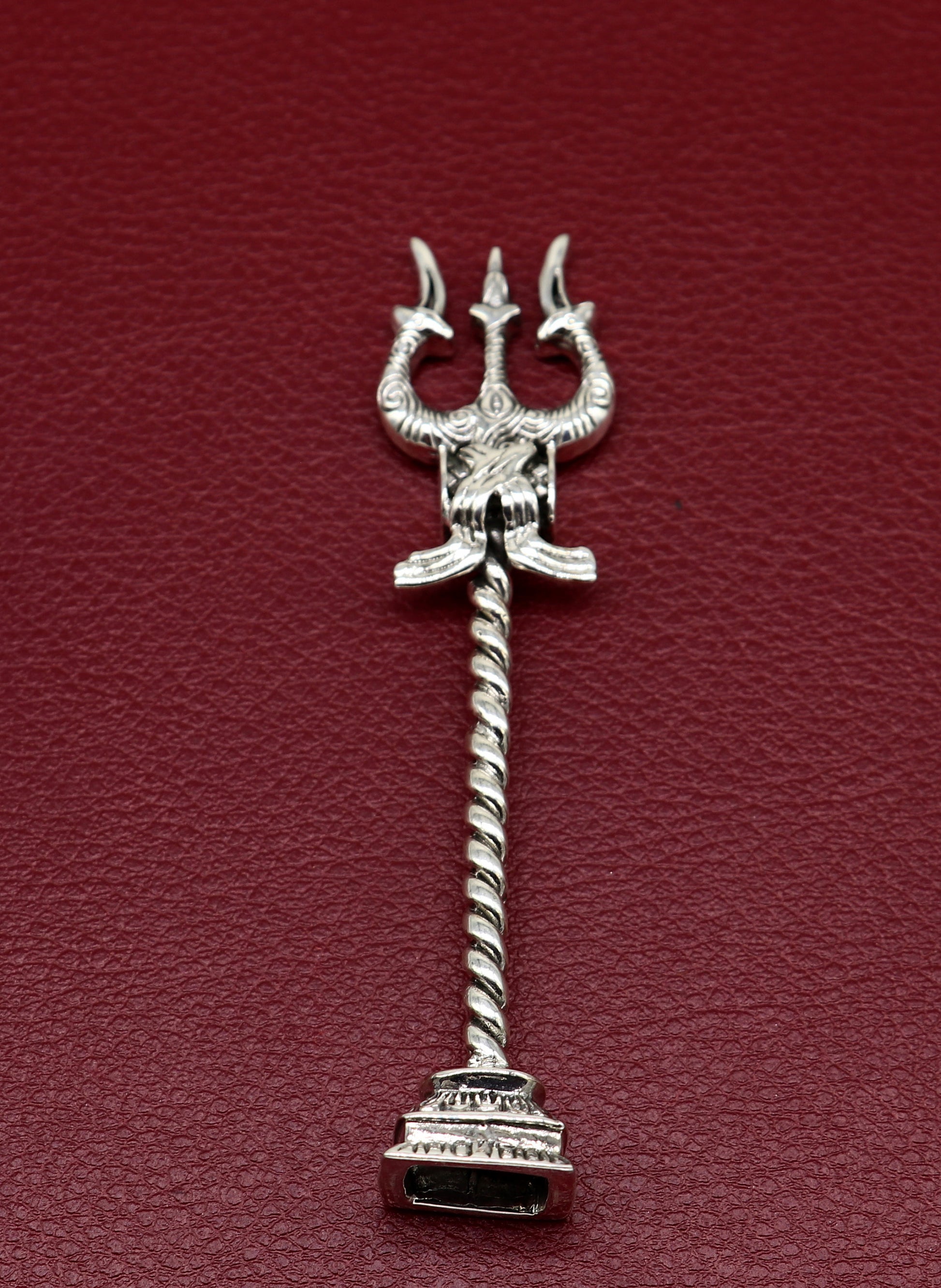 925 Sterling silver handmade lord Shiva trident with Damaru, fabulous craftsmanship Mahadev trishul, best collectible puja article art21 - TRIBAL ORNAMENTS