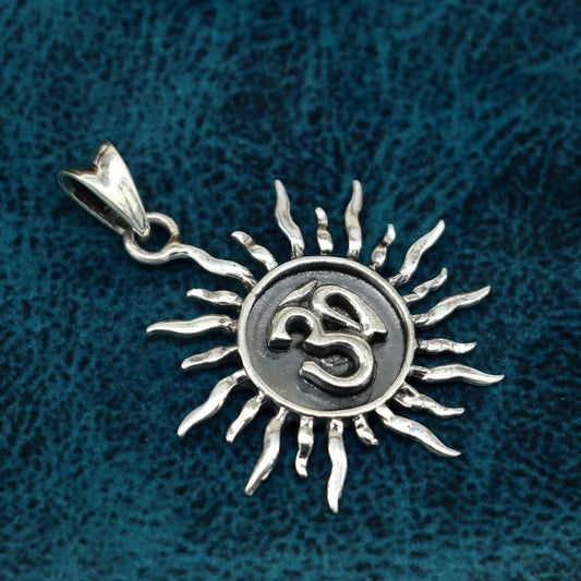 Genuine 925 sterling silver handmade Aum or OM pendant, amazing Exclusive cross design stunning pendant unisex gifting jewelry ssp502 - TRIBAL ORNAMENTS