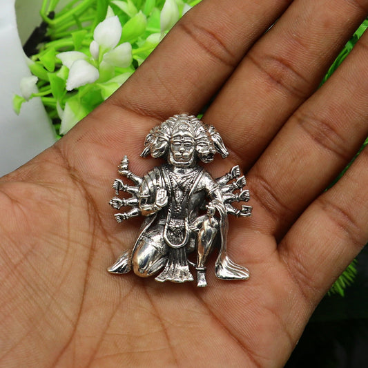 Pure 925 sterling silver handmade Hindu god Lord Panchmukhi Hanuman pendant, amazing designer fabulous pendant unisex gifting jewelry - TRIBAL ORNAMENTS