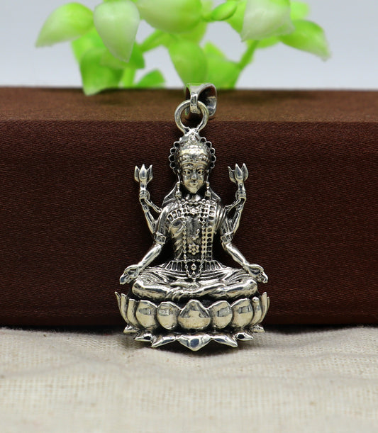 Pure 925 sterling silver handmade Hindu goddess Mahalaxmi pendant, amazing designer fabulous pendant unisex gifting jewelry ssp435 - TRIBAL ORNAMENTS