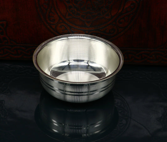 999 Fine silver handmade solid bowl, silver utensils, baby food bowl, silver puja article or gift for baby rice ceremony Annaprashana sv182 - TRIBAL ORNAMENTS