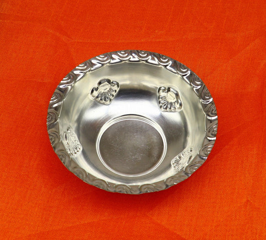 Solid silver exclusive handcrafted work light weight bowl, puja utensils, silver article, silver utensils, silver vessel baby set sv207 - TRIBAL ORNAMENTS