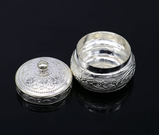 925 sterling silver unique antique design handmade brides eyes kajal box, surma box, kumkum sindur box, small trinket box article stb112 - TRIBAL ORNAMENTS