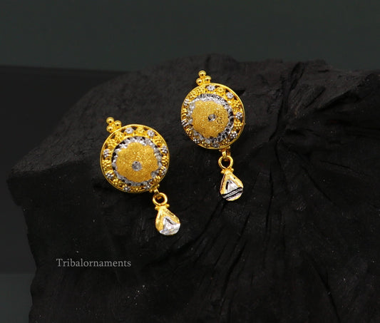 22Kt yellow gold handmade Stylish designer fancy earring, gorgeous brides gift daily use best gifting stud earring, charm jewelry ear129 - TRIBAL ORNAMENTS