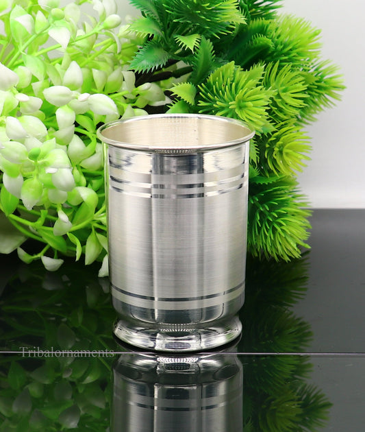 999 fine silver handmade vessels, water/milk Glass tumbler, silver flask, baby kids silver utensils stay healthy water milk glass sv227 - TRIBAL ORNAMENTS