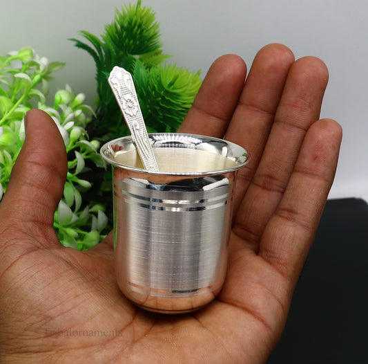 999 fine silver handmade vessel, water/milk Glass tumbler, silver flask, baby kids silver utensils stay healthy water milk cup sv231 - TRIBAL ORNAMENTS