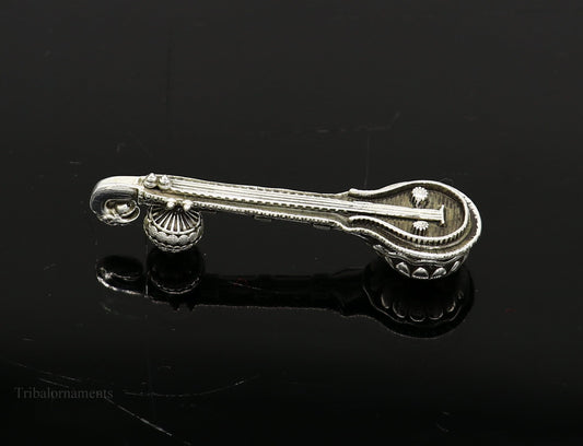 925 sterling silver Saraswati Veena, Silver musical instrument Veena for Goddess Sharda, best gifting puja article for hindu temple art41 - TRIBAL ORNAMENTS