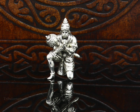 925 silver handmade Lord hanuman 1" small statue, best puja or gifting god hanuman statue sculpture home temple puja art, utensils art125 - TRIBAL ORNAMENTS