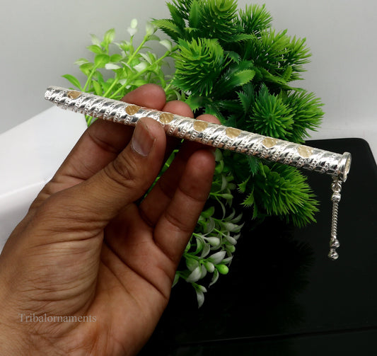 6" long handmade sterling silver stunning divine Lord Krishna flute, Amazing krishna gifting silver accessories, puja utensils su388 - TRIBAL ORNAMENTS