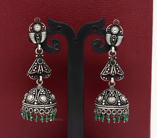 925 sterling silver handmade traditional stylish wedding brides drop dangle stud earring best gifting customized personalized jewelry s948 - TRIBAL ORNAMENTS