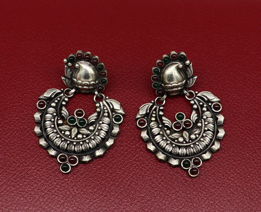 925 sterling silver handmade traditional stylish wedding brides drop dangle stud earring best gifting customized stone work jewelry s950 - TRIBAL ORNAMENTS