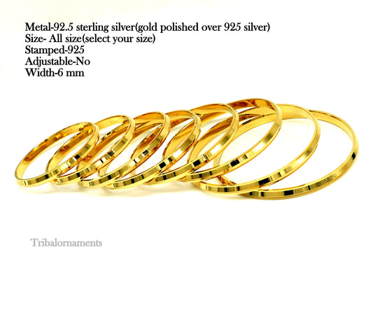 Punjabi Kada, Sikkh Kada 925 sterling silver handmade, Rajputi Royal Kada, stunning gold polished solid silver couple bangle kada nsk463 - TRIBAL ORNAMENTS