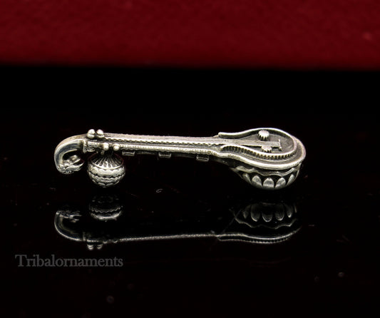 Small Saraswati Veena, 925 sterling silver musical instrument Veena for Goddess Sharda, best gifting puja article for Hindu temple su514 - TRIBAL ORNAMENTS