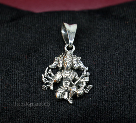 Pure 925 sterling silver handmade Hindu god Lord Panchmukhi Hanuman pendant, amazing designer fabulous pendant unisex gifting jewelry ssp936 - TRIBAL ORNAMENTS