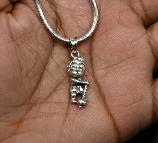 Pure 925 sterling silver handmade Hindu god Lord Bal Hanuman pendant, amazing designer fabulous pendant unisex gifting jewelry ssp883 - TRIBAL ORNAMENTS