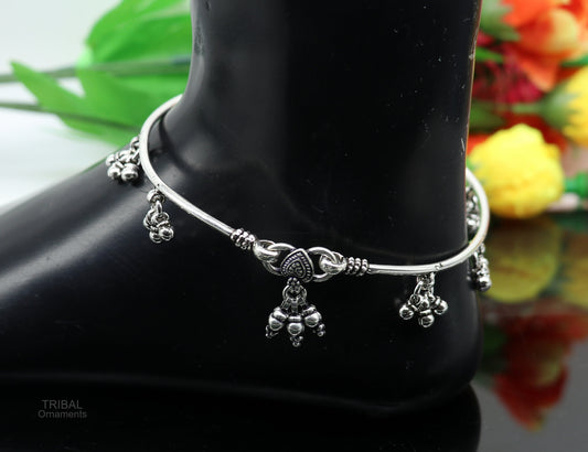 Customized 925 sterling silver Vintage antique design handmade plain foot kada ankle bracelet tribal ethnic belly dance jewelry nsfk36 - TRIBAL ORNAMENTS