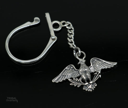 925 Sterling silver handmade unique style Garuda design solid key chian, stylish royal gifting silver accessories unisex gift kch09 - TRIBAL ORNAMENTS