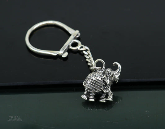 925 Sterling silver handmade unique vintage elephant design solid key chian, stylish royal gifting silver accessories unisex gift kch10 - TRIBAL ORNAMENTS