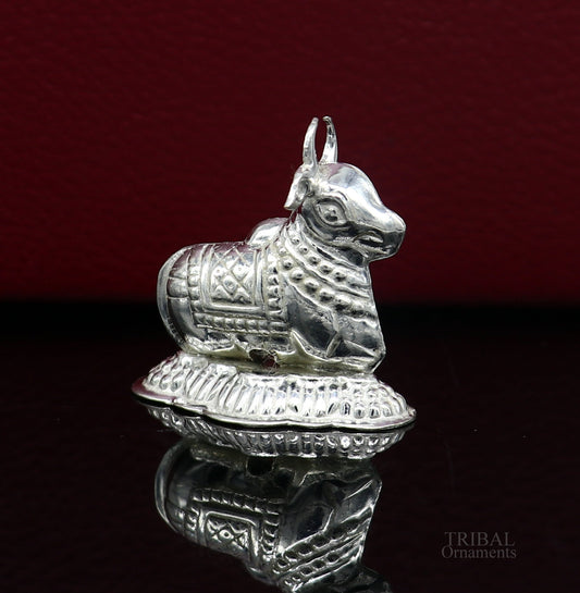 Lord Shiva Vahan Nandi Maharaj sterling silver handmade small article for puja, best gift for lord Shiva, divine statue su613 - TRIBAL ORNAMENTS