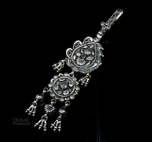 Ethnic wedding sari waist jewelry, pure 925 sterling silver vintage stylish belly dance sari chhalla btooches, waist belly jewelry skey10 - TRIBAL ORNAMENTS