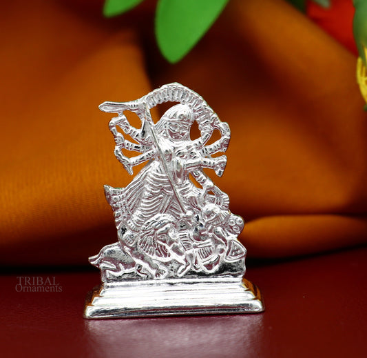 Sterling silver Goddess kali maa, mother kalika Articles, Indian Silver Idols, handcrafted Mataji statue sculpture amazing gifting Art467 - TRIBAL ORNAMENTS