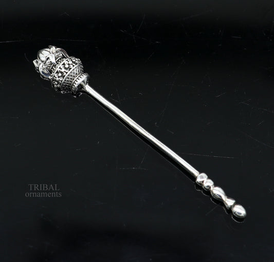 3" inches long handmade solid 925 sterling silver kumkum sticks, eyeliner stick, kajal stick, surma stick, brides vintage style gift su656 - TRIBAL ORNAMENTS