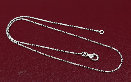 All size 1mm 925 sterling silver handmade solid fancy stylish silver chain necklace baht chain best gifting jewelry from India ch152 - TRIBAL ORNAMENTS