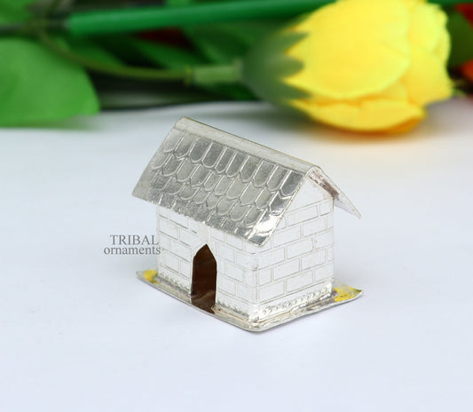 Solid sterling silver small mini home toy hut, vintage style decorative silver article, best gift puja article, temple gifting art su681 - TRIBAL ORNAMENTS