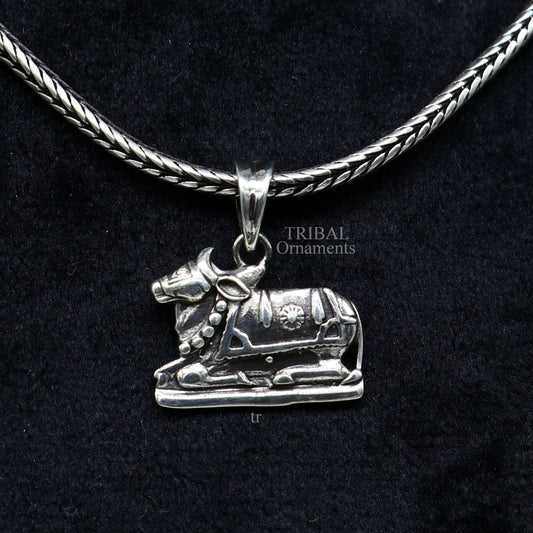 925 sterling silver amazing designer Hindu idol Lord Shiva nandi maharaj pendant, excellent gifting unisex locket pendant jewelry nsp460 - TRIBAL ORNAMENTS