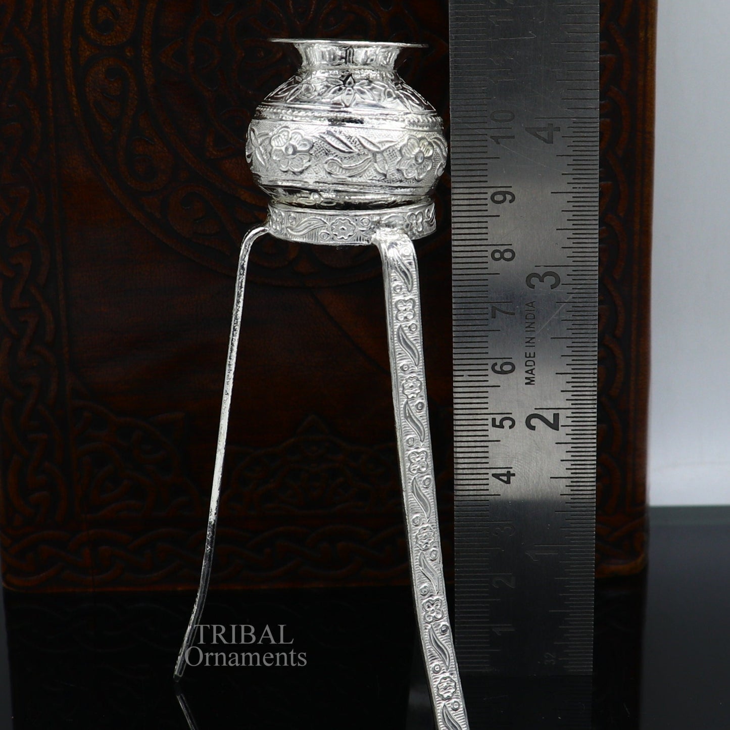 925 Sterling silver Lord Shiva Lingam stand/ Jalheri, use for put/hold Shiva Lingam and shiva abhishekam kalash, handmade puja article su733 - TRIBAL ORNAMENTS