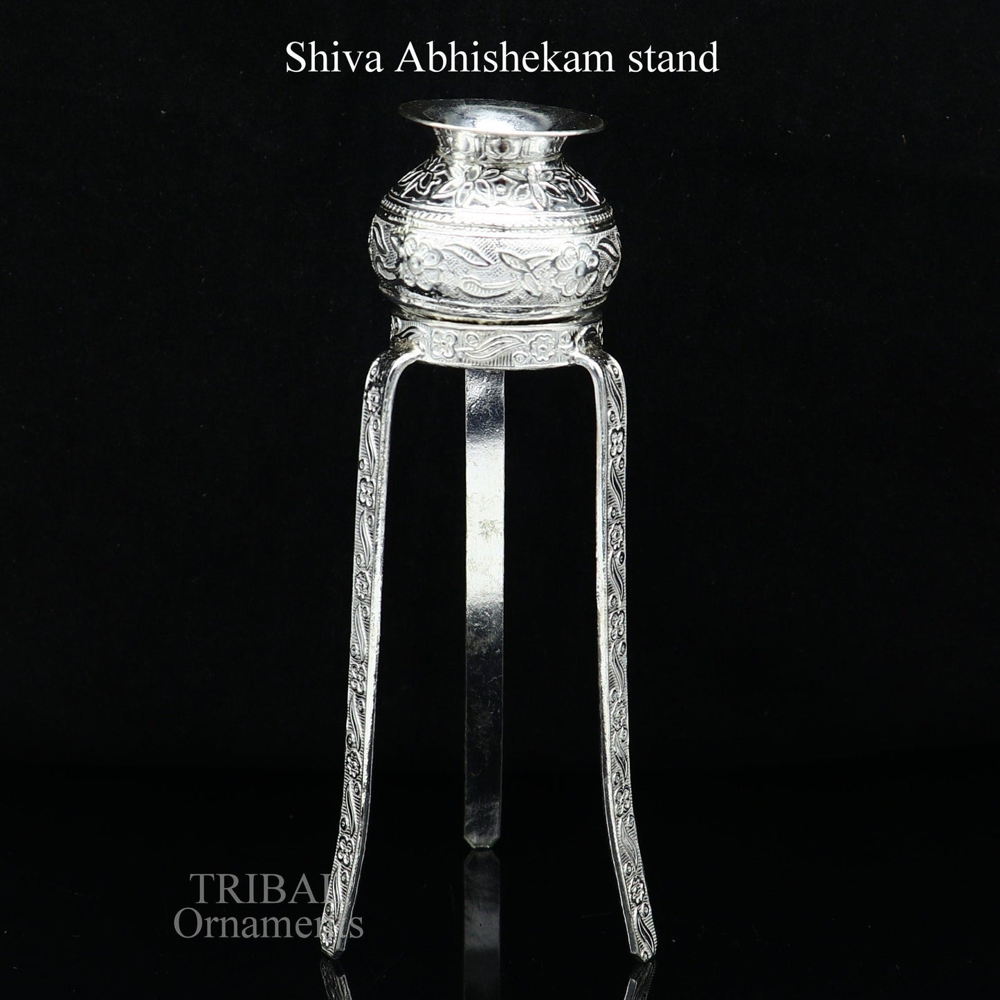 925 Sterling silver Lord Shiva Lingam stand/ Jalheri, use for put/hold Shiva Lingam and shiva abhishekam kalash, handmade puja article su733 - TRIBAL ORNAMENTS