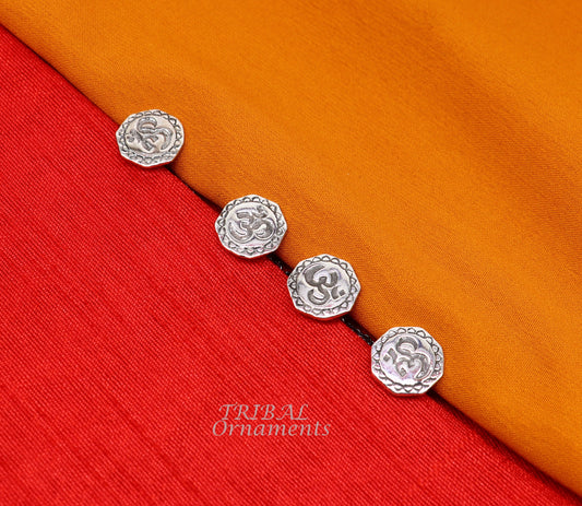 925 Sterling silver handmade gorgeous sign Aum or OM design buttons or cufflinks  for men's kurta, best gifting jewelry occasions btn03 - TRIBAL ORNAMENTS