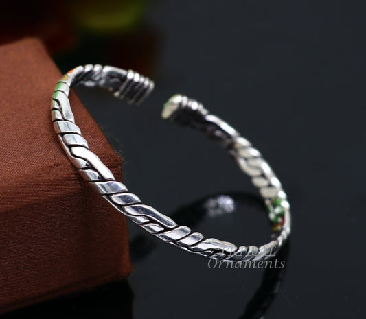 Vintage handmade design stylish both men's and girls 925 sterling silver cuff bracelet kada, amazing gifting ethnic style bangles cuff126 - TRIBAL ORNAMENTS