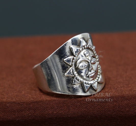 Traditional design handmade silver fabulous sun design tribal ring with tiny bells gorgeous tribal belly dance jewelry  sr396 - TRIBAL ORNAMENTS