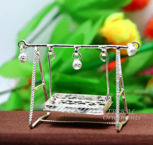 925 Sterling silver handmade Bal Gopala jhula, little Krishna swing, child Krishna palana, silver jhula, laddu gopal jhula, silver art su923 - TRIBAL ORNAMENTS