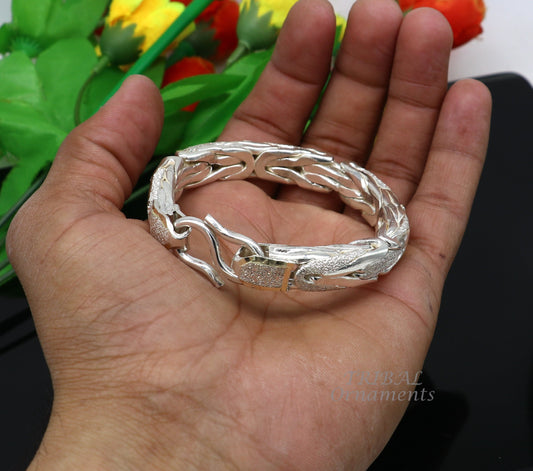 925 Solid Sterling silver handmade vintage style bangle bracelet kada tribal jewelry best for men's gifting silver articles nsk553 - TRIBAL ORNAMENTS